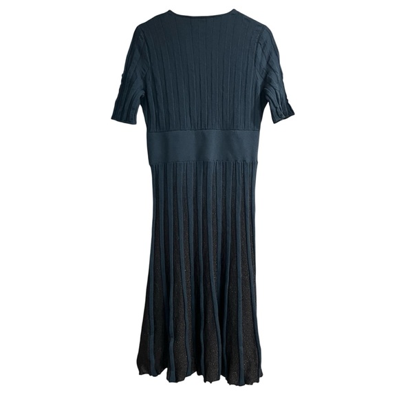 Boss | Hugo Boss Green Ribbed Fit & Flare Merino Superfine Wool Dress Size L - Picture 2 of 3